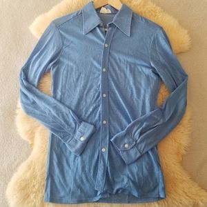 Blue Button Down JERSEY Vintage Shirt Size